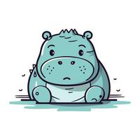 Cute hippo. Vector illustration of a cartoon hippo.