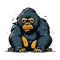 Gorilla. Vector illustration of a gorilla sitting on a white background.