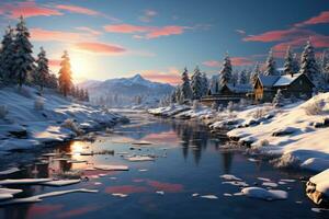 last beautiful winter scenery AI Generated photo