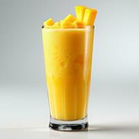 mango smoothie in a glass, isolated photo
