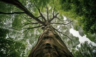 Awe-inspiring nature scene with giant tree canopy Creating using generative AI tools photo