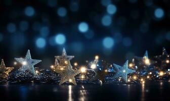stars are illuminated with lights on a dark background photo