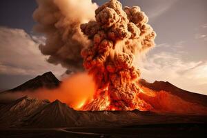 nature disaster volcanic eruption AI Generated photo