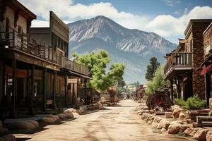 antiguo Oeste pueblo dónde vaqueros En Vivo ai generado foto