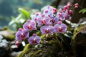 orquídeas en bosque naturaleza paisaje ai generado foto