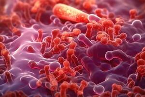 bacteria in blood microscopic view AI Generated photo