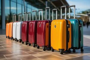 luggage suitcases at the airport for vacations professional advertising photography AI Generated photo