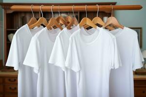 hanging t shirt for photo product professional advertising photography AI Generative