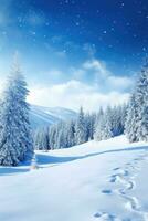 winter trees covered with ice, AI Generated photo