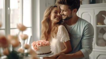 couple spending time together while celebrating Saint Valentine's Day . AI Generated photo