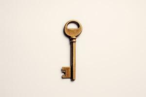 key , isolated on blue . AI Generated photo