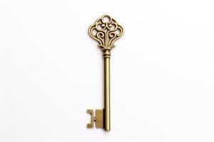 a key, isolated on yellow background. AI Generated photo