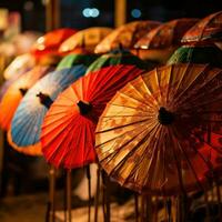 Colorful Asian Paper Umbrella Parasol. AI Generated photo