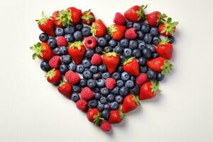 heart, formed from different berries. AI Generated photo