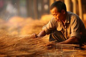 worker in incense sticks. AI Generated photo