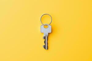 a key, isolated on yellow background. AI Generated photo