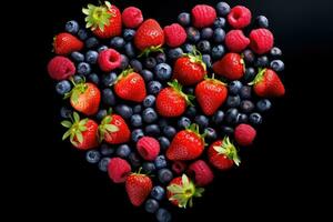heart, formed from different berries. AI Generated photo