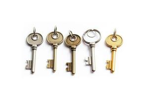 bunch of keys , isolated on white. AI Generated photo