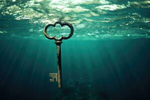 key underwater with sun light. AI Generated photo