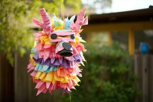 Bright colorful donkey pinata. AI Generated photo