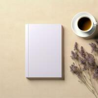 white book mockup on light background. AI Generated photo