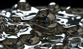 Close-up of liquid metal surface tension Creating using generative AI tools photo