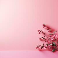 Simple pink background, empty space for text and design photo