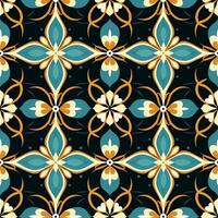 Art deco floral seamless geometric pattern, arabesque, azulejo. Print for printing on fabric, wrapping paper, scrapbooking photo