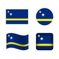 vector curacao nacional bandera íconos conjunto