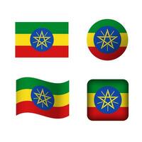 Vector Ethiopia National Flag Icons Set