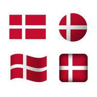 Vector Denmark National Flag Icons Set