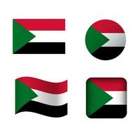 Vector Sudan National Flag Icons Set