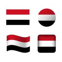 Vector Yemen National Flag Icons Set