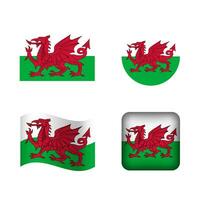 Vector Wales National Flag Icons Set