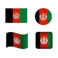 Vector Afghanistan National Flag Icons Set