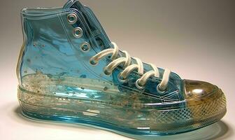 Transparent glass sneakers showcase cutting-edge technology Creating using generative AI tools photo