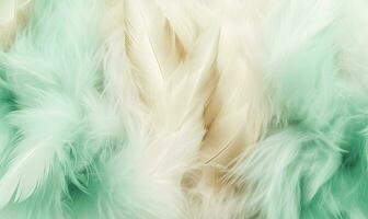 Dreamy abstract feathers in delicate shades of green. Creating using generative AI tools photo