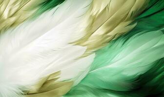 Dreamy abstract feathers in delicate shades of green. Creating using generative AI tools photo