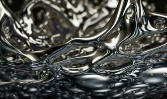 Close-up shot of liquid metal flowing Creating using generative AI tools photo