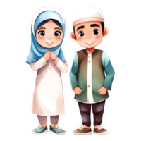 Süss glücklich süß Muslim Paar Clip Art einfach und transparent Illustration png
