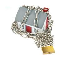 House model plastic with chain and padlock photo