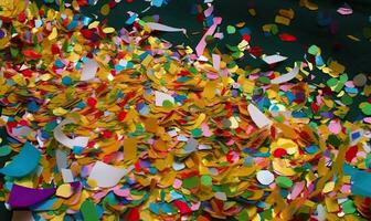 The streets were filled with colorful confetti Creating using generative AI tools photo