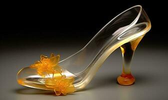 Transparent glass elements elevate women's shoe design Creating using generative AI tools photo