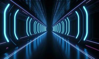 The dark sci-fi world illuminated by neon lamps Creating using generative AI tools photo