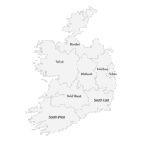 Ireland map. Map of Ireland in main regions png