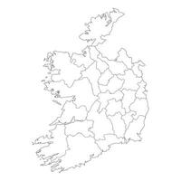 Ireland map. Map of Ireland in administrative regions vector