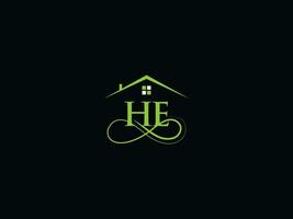 Typography He Building Logo, Initial HE Luxury Real Estate Logo For You vector