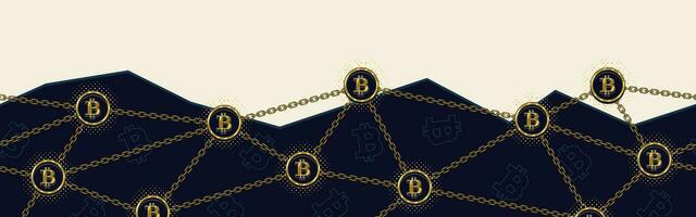 Horizontal border, background with bitcoin sign vector