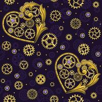 Seamless pattern with heart in steampunk style vector