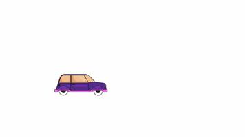 Riding retro car with fender skirts line 2D object animation. Vintage automobile side flat color cartoon 4K video, alpha channel. Old-fashioned passenger vehicle animated item on white background video